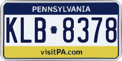 PA license plate KLB8378