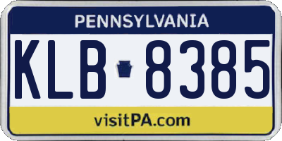 PA license plate KLB8385
