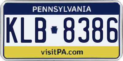 PA license plate KLB8386