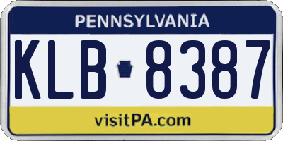 PA license plate KLB8387