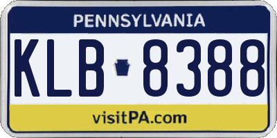 PA license plate KLB8388