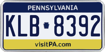 PA license plate KLB8392