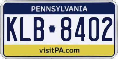 PA license plate KLB8402