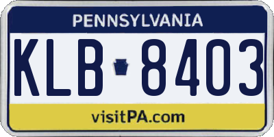 PA license plate KLB8403