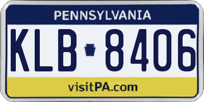 PA license plate KLB8406
