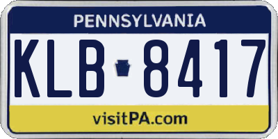 PA license plate KLB8417