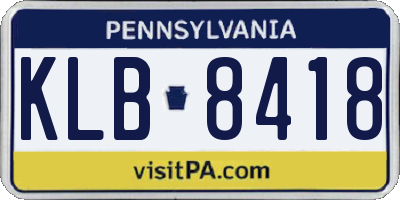 PA license plate KLB8418