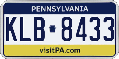 PA license plate KLB8433