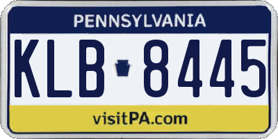 PA license plate KLB8445