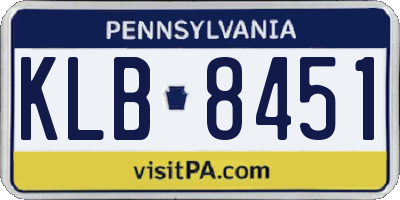 PA license plate KLB8451