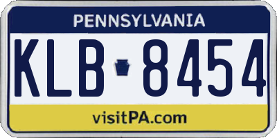 PA license plate KLB8454