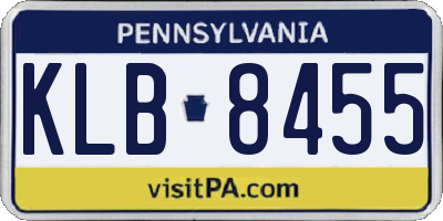 PA license plate KLB8455
