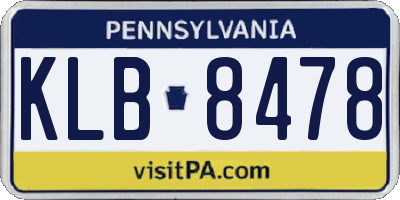 PA license plate KLB8478