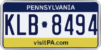 PA license plate KLB8494