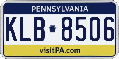 PA license plate KLB8506