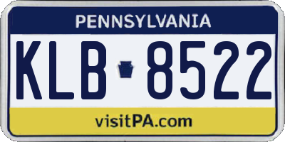 PA license plate KLB8522