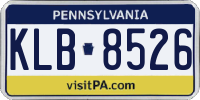 PA license plate KLB8526