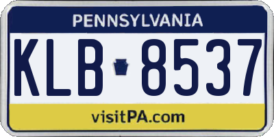 PA license plate KLB8537