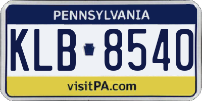 PA license plate KLB8540