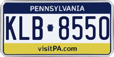 PA license plate KLB8550