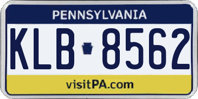 PA license plate KLB8562