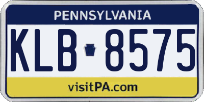 PA license plate KLB8575