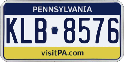 PA license plate KLB8576