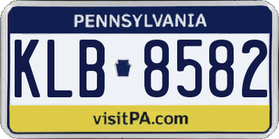 PA license plate KLB8582