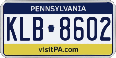 PA license plate KLB8602