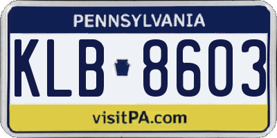 PA license plate KLB8603