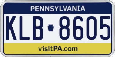 PA license plate KLB8605