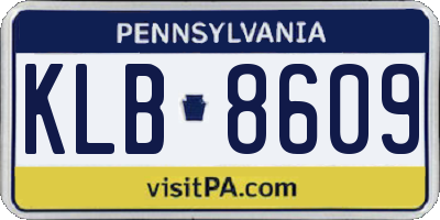 PA license plate KLB8609
