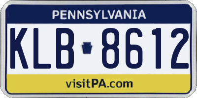 PA license plate KLB8612