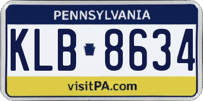 PA license plate KLB8634