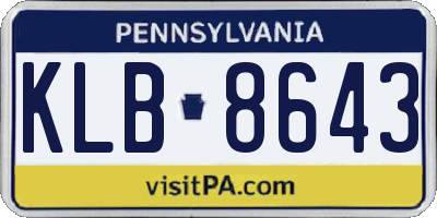 PA license plate KLB8643