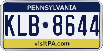 PA license plate KLB8644