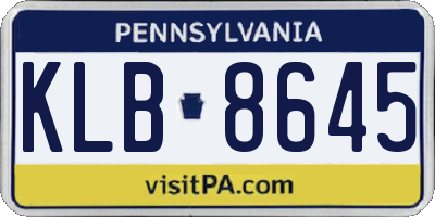 PA license plate KLB8645
