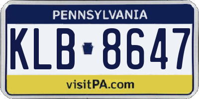 PA license plate KLB8647