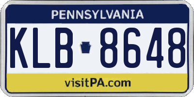 PA license plate KLB8648