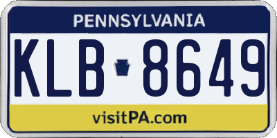 PA license plate KLB8649