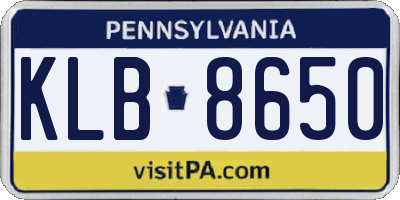 PA license plate KLB8650