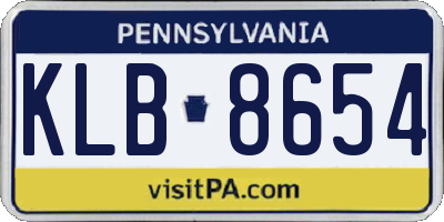 PA license plate KLB8654