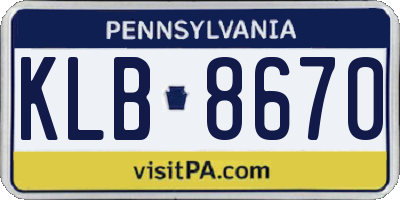 PA license plate KLB8670