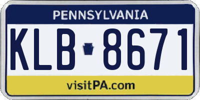 PA license plate KLB8671
