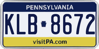 PA license plate KLB8672