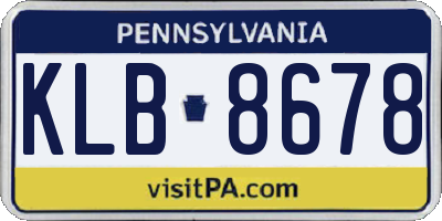 PA license plate KLB8678