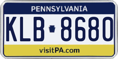 PA license plate KLB8680