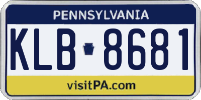 PA license plate KLB8681