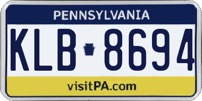 PA license plate KLB8694