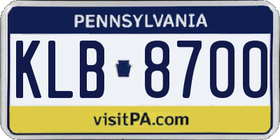 PA license plate KLB8700